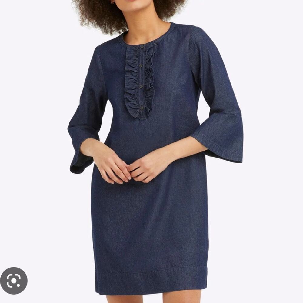 Draper James Denim Chambray Ruffled Shift Dress